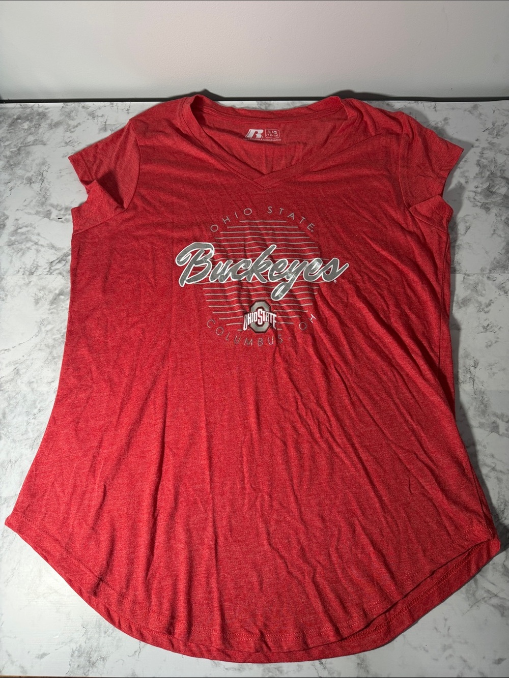 Russell Athletic Ohio State Buckeyes V-Neck Tee Red XL